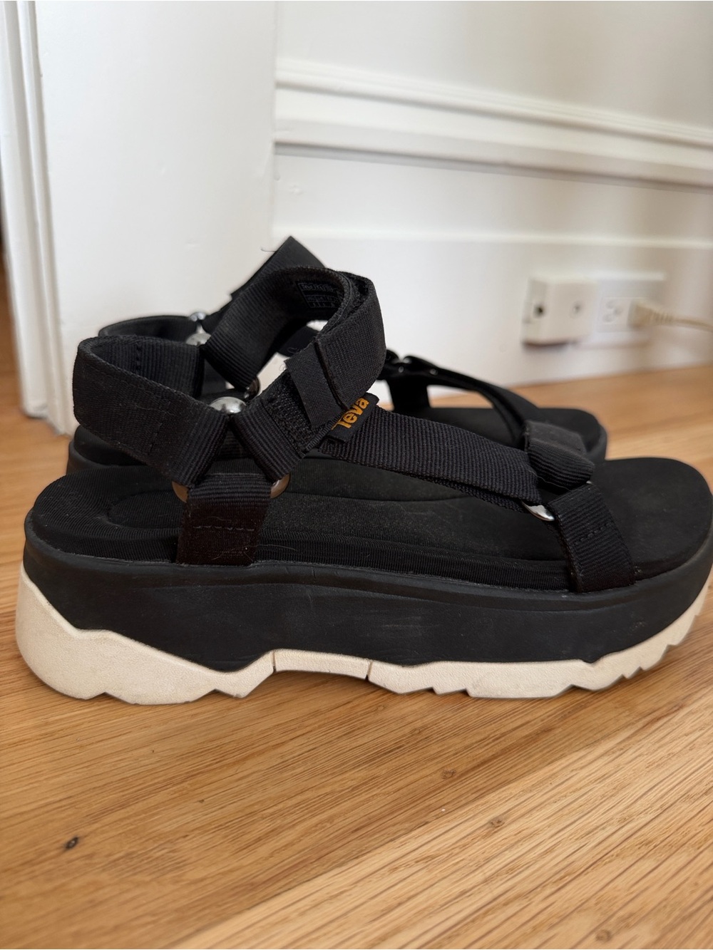 Teva Kids Black Sandals with White Sole